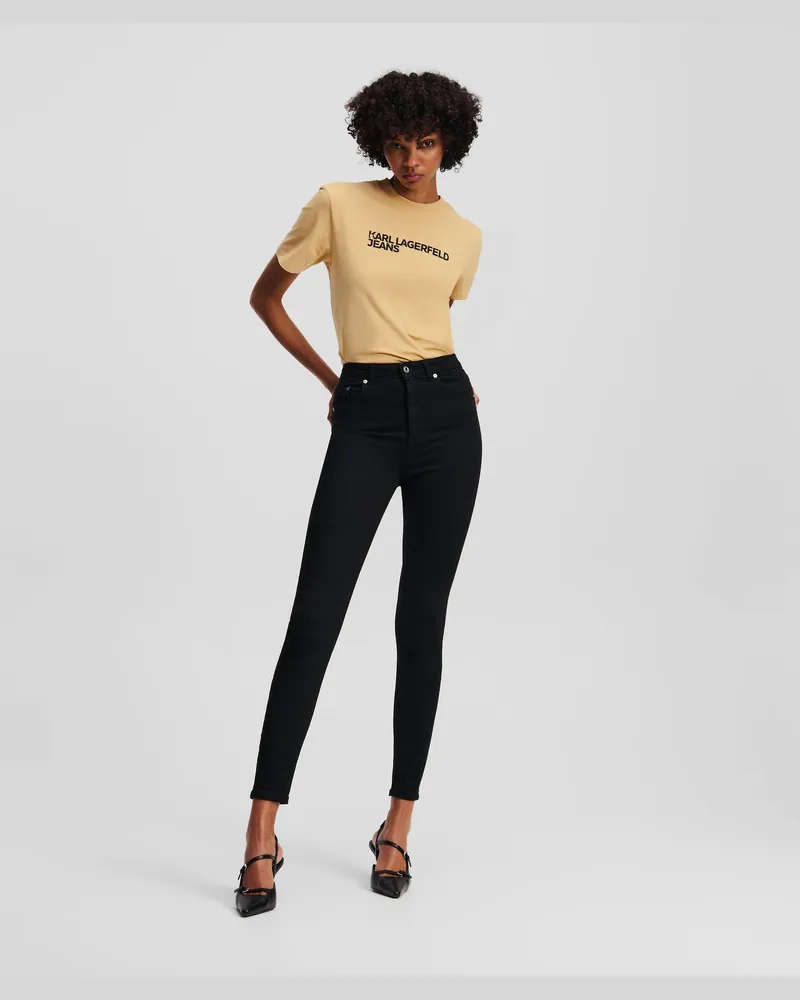 Karl Lagerfeld Hoch Geschnittene Skinny-jeans, Female, Schwarz, Size Black