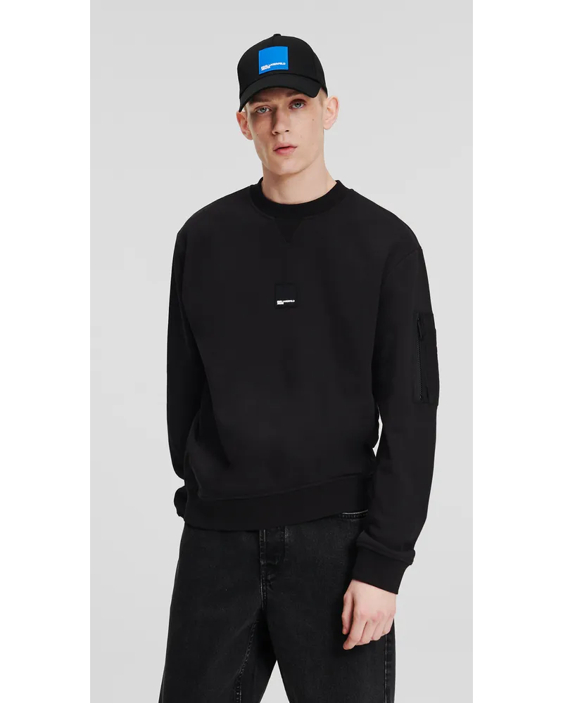 Karl Lagerfeld Klj sweatshirt aus Material-mix, Mann, Schwarz Schwarz