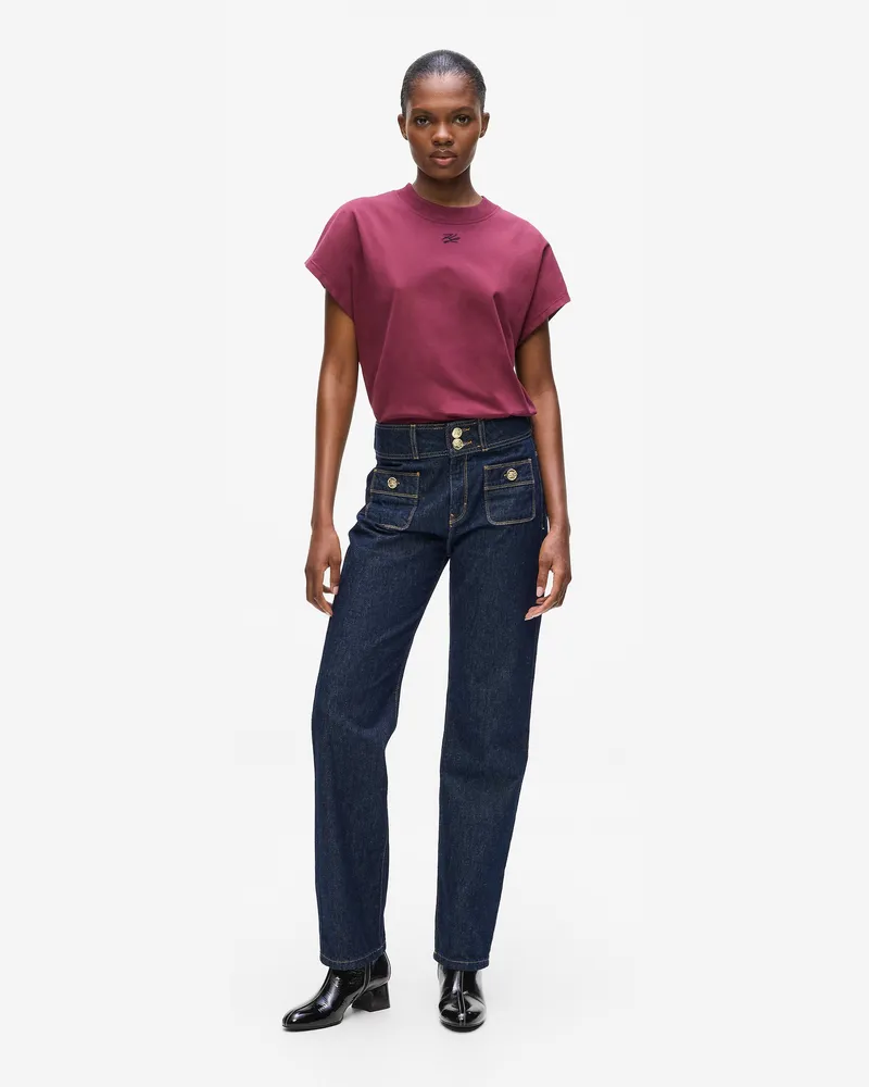 Karl Lagerfeld Gerade Geschnittene Jeans Mit Knöpfen, Damen, Dunkelblau, Größe Dunkelblau