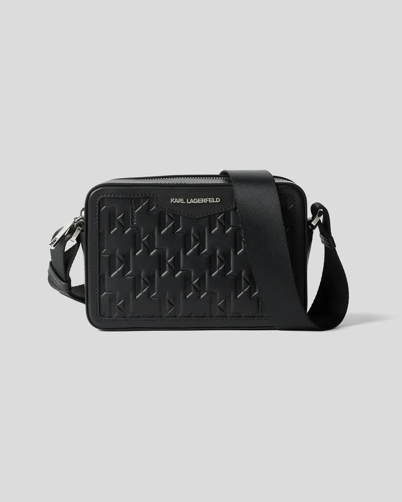 Karl Lagerfeld K/loom Kameratasche Aus Leder, Mann, Schwarz, Größe Schwarz
