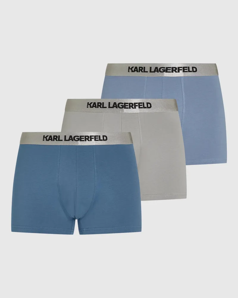 Karl Lagerfeld Boxershorts Mit Logo In Metallic-optik – 3er-set, Male, Mondlicht-griffin-blau, Size Blue