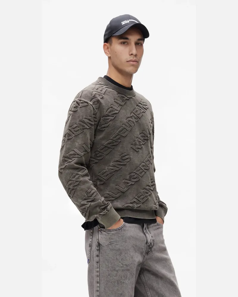 Karl Lagerfeld Sweater Mit Logo Und Acid-wash-effekt, Male, Schwarz, Size Black