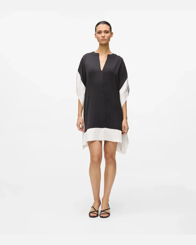 Karl Lagerfeld Signature Kleid Mit Weiten Ärmeln, Female, Weiss/schwarz, Size White