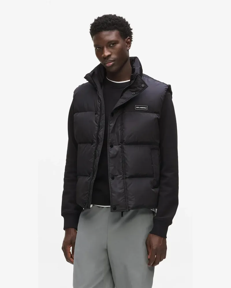 Karl Lagerfeld Pufferweste Mit Logoaufnäher, Herren, Schwarz, Größe Schwarz