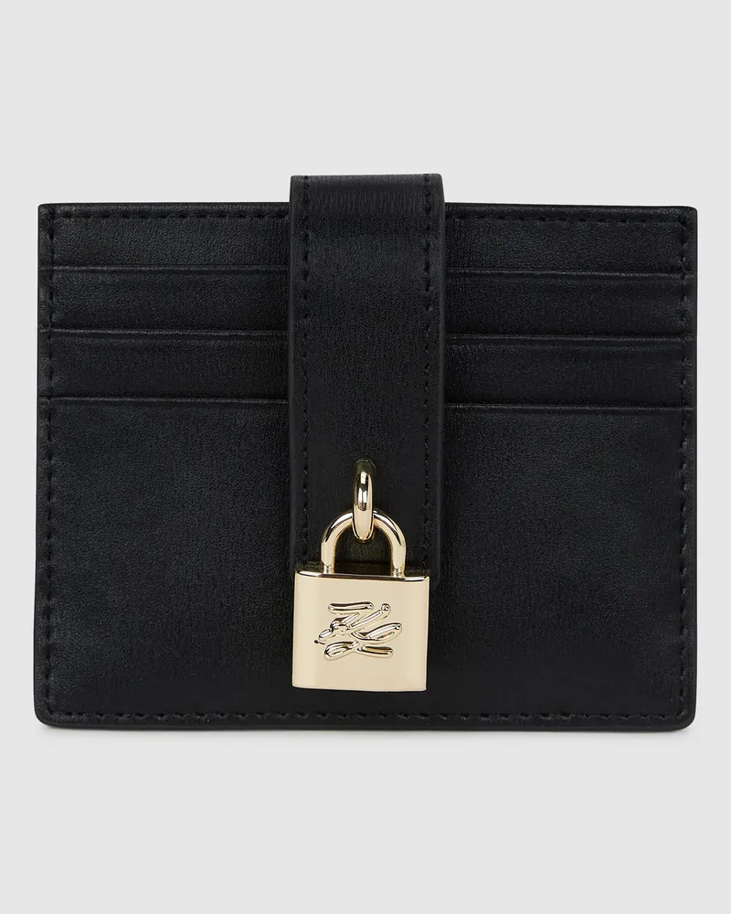 Karl Lagerfeld K/autograph Kartenetui Mit Vorhängeschloss, Damen, Schwarz/gold, Größe: One Size Schwarz
