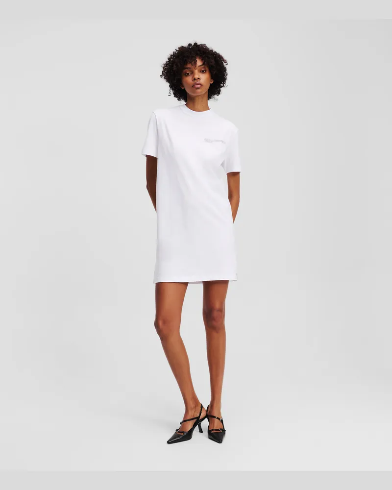 Karl Lagerfeld T-shirt-kleid Mit Logo, Frau, Weiss, Größe Weiss