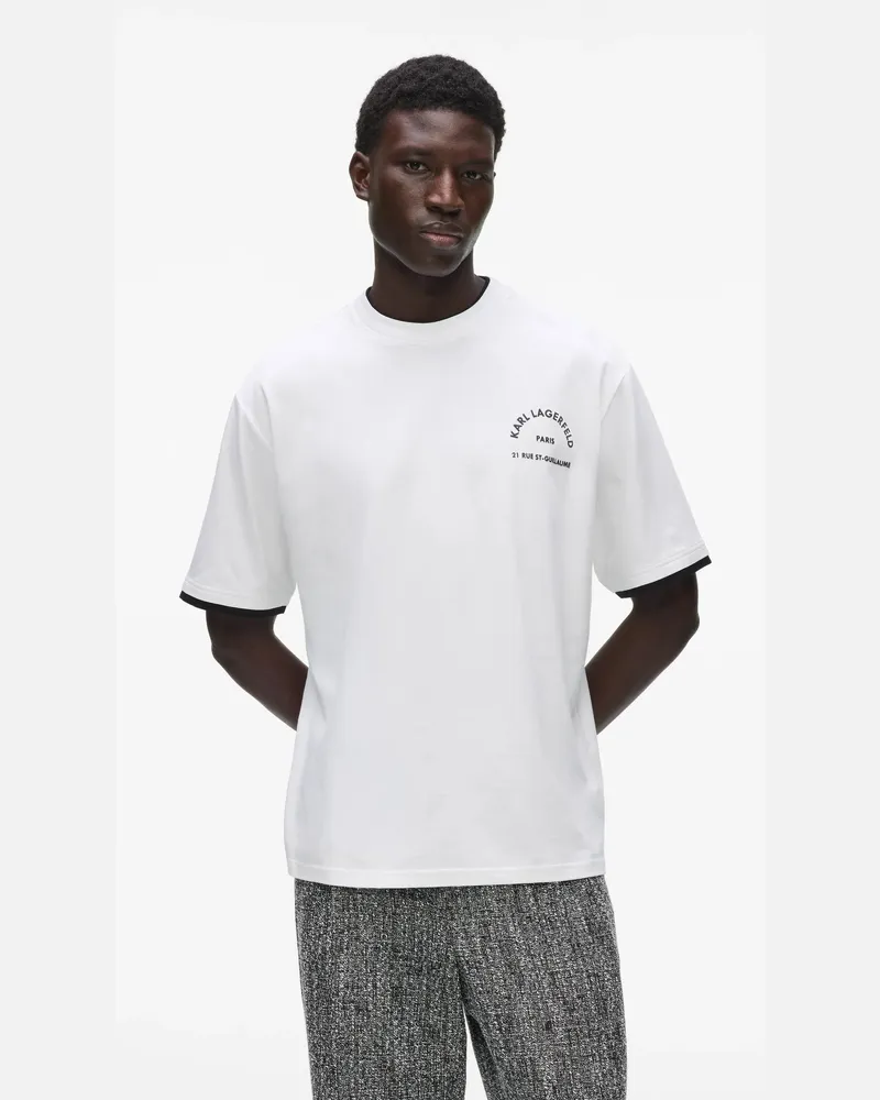 Karl Lagerfeld Rue St-guillaume T-shirt Mit Doppelkragen, Male, Weiss, Size White