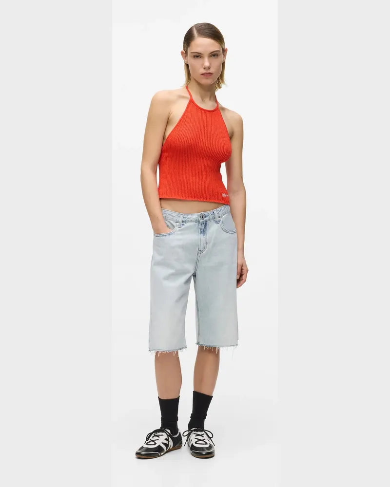 Karl Lagerfeld Lässige Longline-denimshorts, Damen, Sun Hellblau, Größe Sun