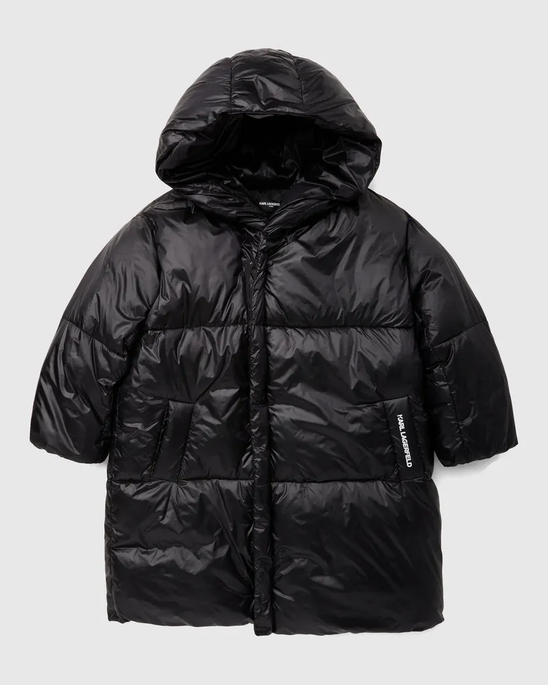 Karl Lagerfeld Lange Steppjacke Für Mädchenunisex, Schwarz, Size Black