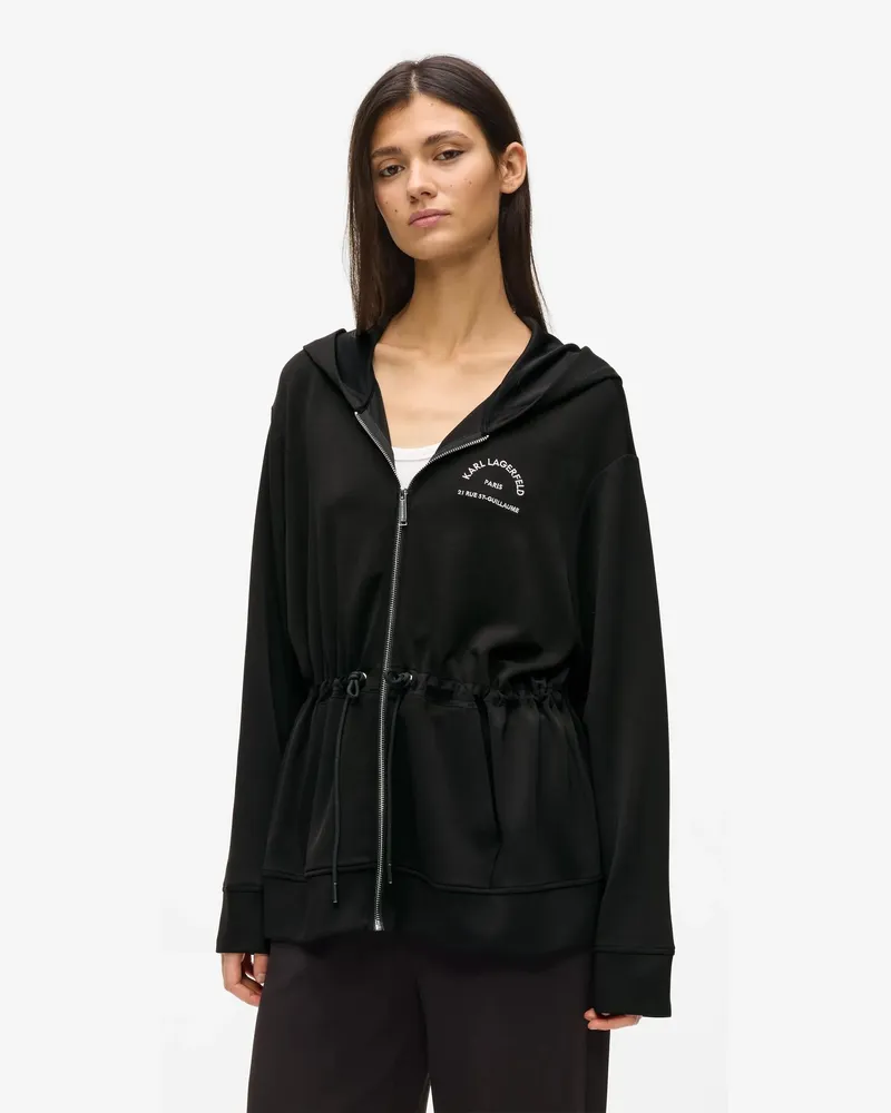 Karl Lagerfeld Rue St-guillaume Kapuzenpullover Mit Reißverschluss, Damen, Schwarz, Größe: Xxl Schwarz