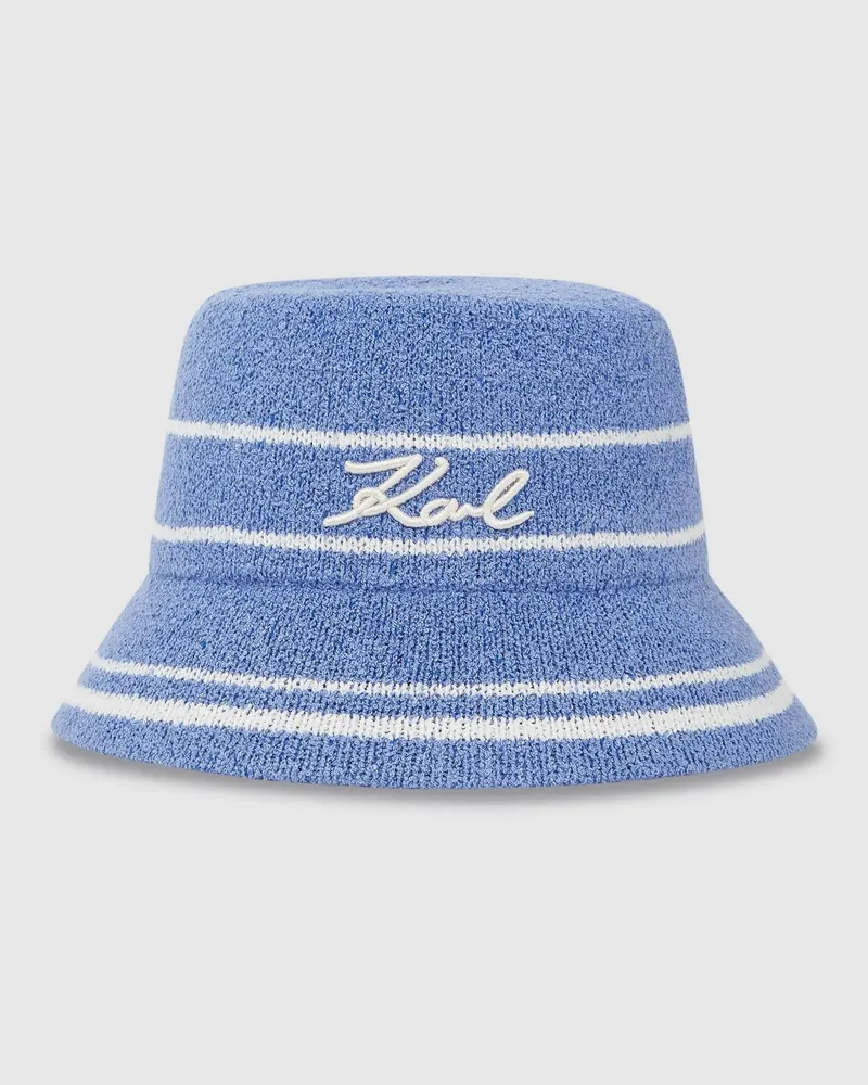 Karl Lagerfeld Gestrickter Signature-bucket Hat, Damen, Hellgrau Meliert-schwarz, Größe Hellgrau