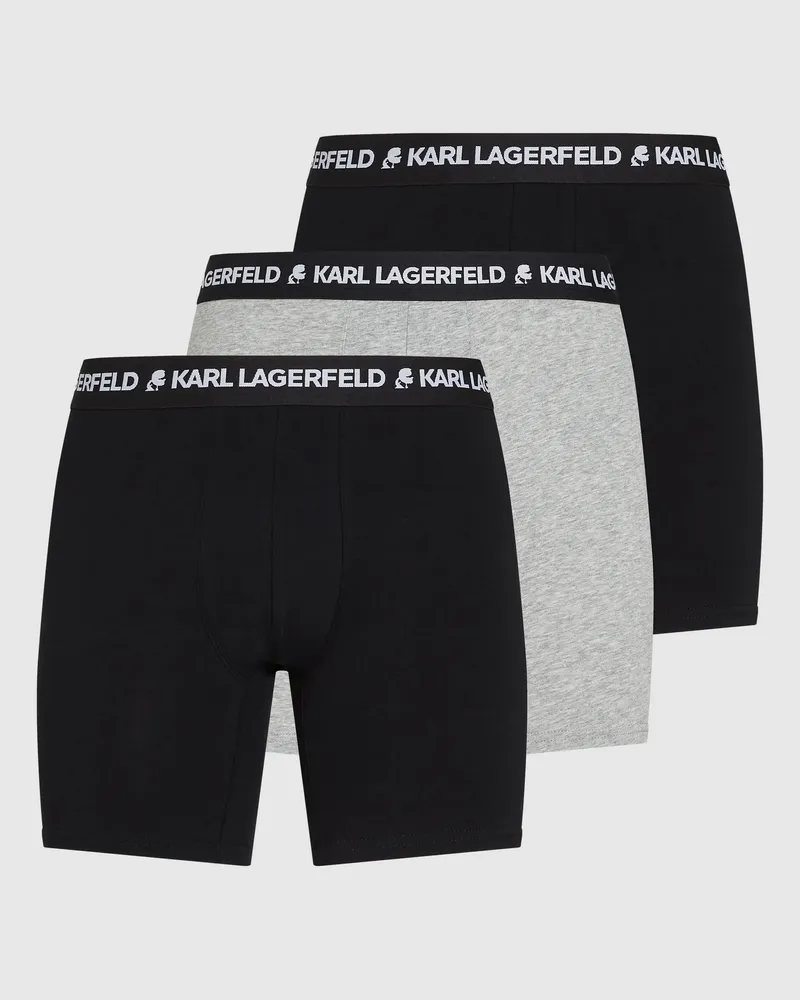 Karl Lagerfeld Lange Boxershorts Mit Logo – 3er-pack, Herren, Schwarz/graumeliert, Größe Schwarz