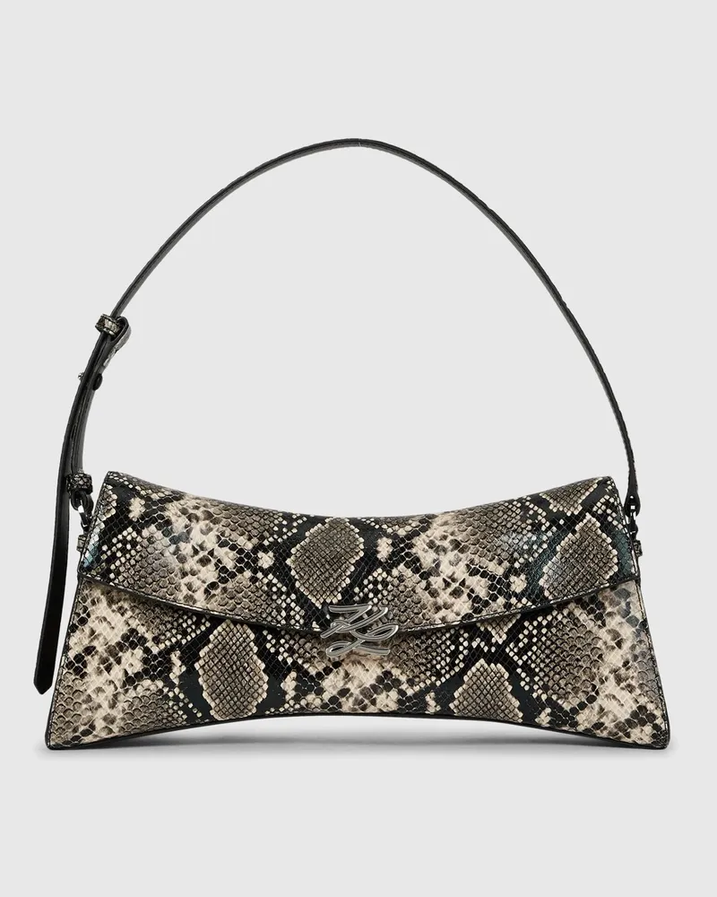 Karl Lagerfeld K/autograph Twist Python-schultertasche, Female, Natural Snake All Over Print, Size Gold