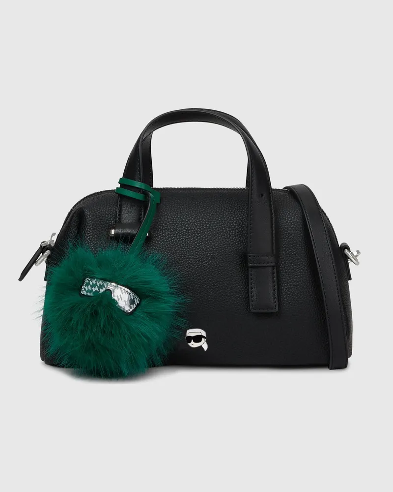 Karl Lagerfeld Ikon Pebble Kleine Umhängetasche Mit Anhänger, Damen, Schwarz, Größe Schwarz
