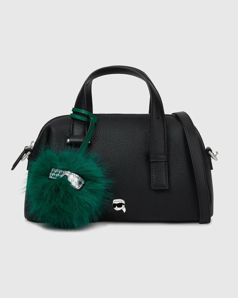 Karl Lagerfeld Ikon Pebble Kleine Umhängetasche Mit Anhänger, Damen, Schwarz, Größe Schwarz