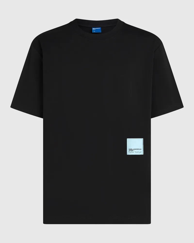 Karl Lagerfeld Lockeres Klj X Pietro Terzini-t-shirt, Herren, Schwarz, Größe Schwarz