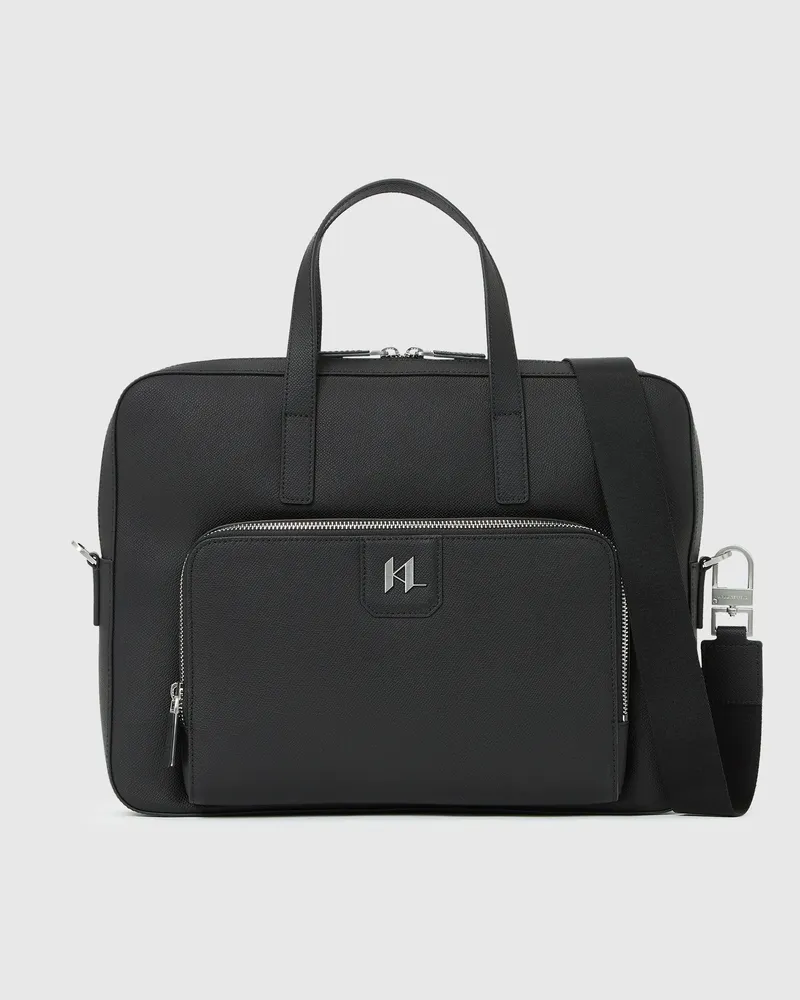 Karl Lagerfeld Aktentasche Aus Leder Mit K/monogram, Male, Schwarz, Size Black