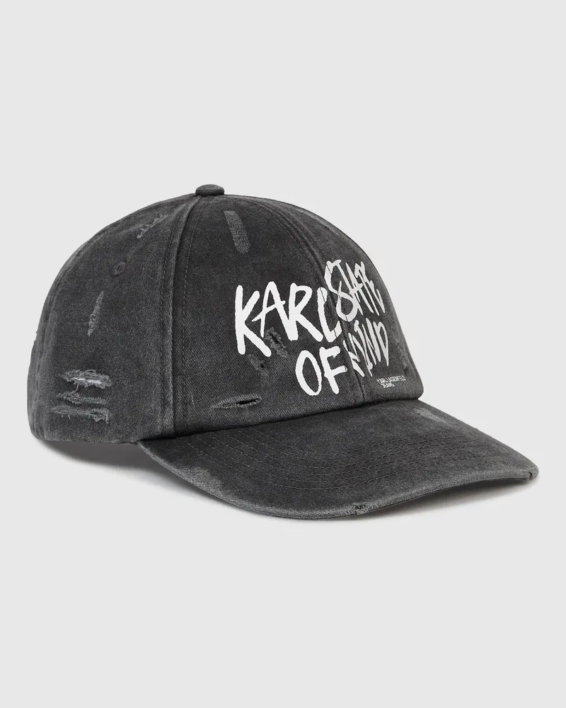 Karl Lagerfeld Kappe Mit Karl-zitat Und Waschung, Female, Schwarz, Size Black