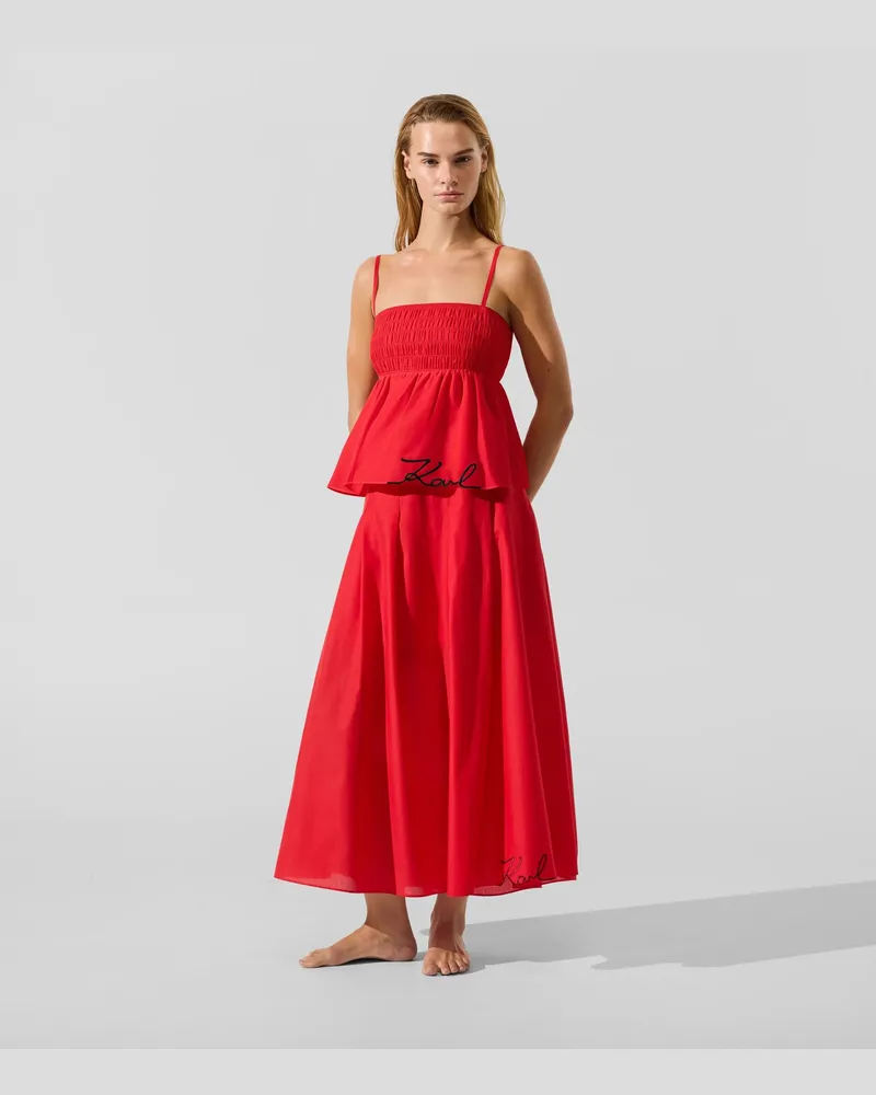 Karl Lagerfeld Signature Maxi-strandrock, Female, Ribbon Red, Size Red