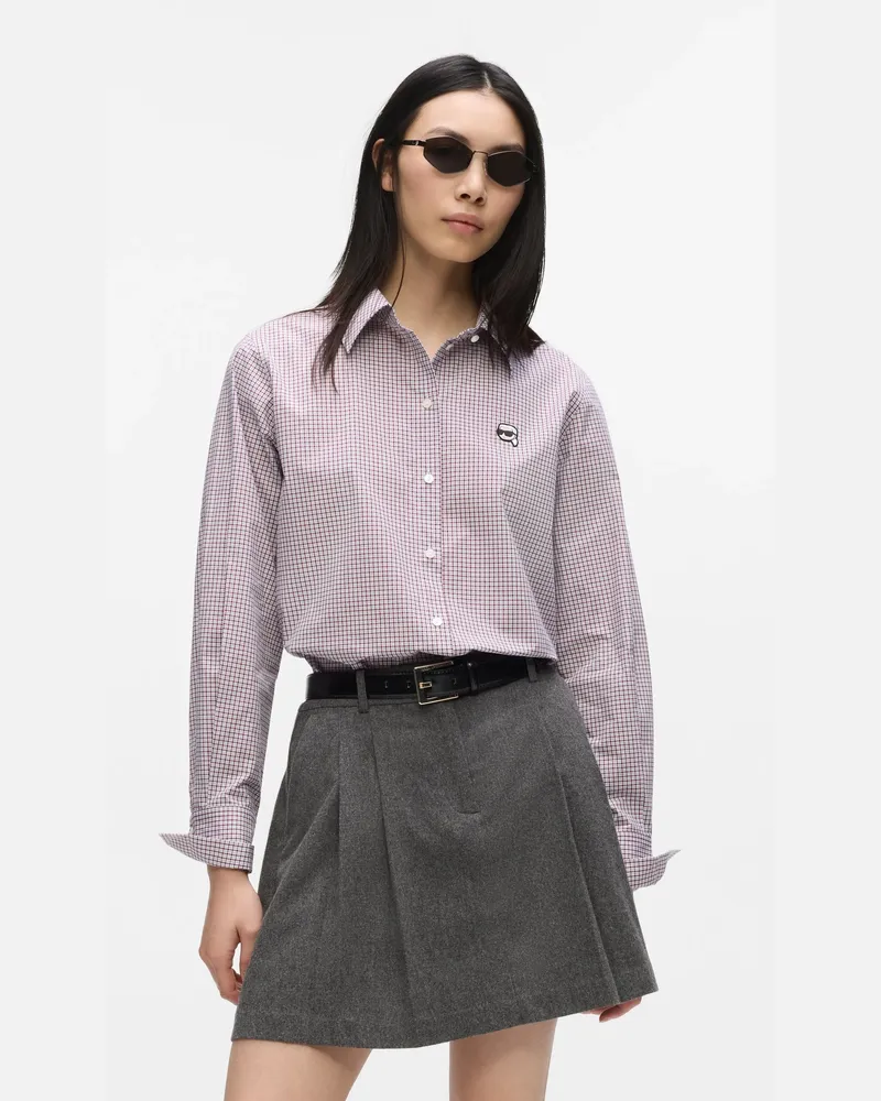 Karl Lagerfeld Ikon Kariertes Hemd, Damen, White-red Ikon Check, Größe White-red
