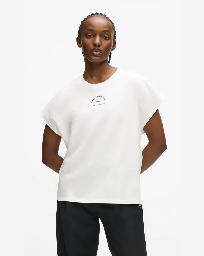 Karl Lagerfeld Rue St-guillaume T-shirt Mit Glitzer, Female, Weiss, Size White