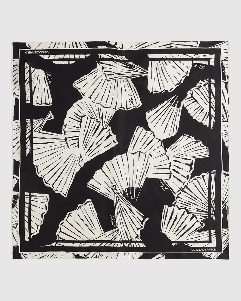Karl Lagerfeld K/signature Kleines Tuch Mit Fächermuster, Damen, Fan-schwarz, Größe Fan-schwarz