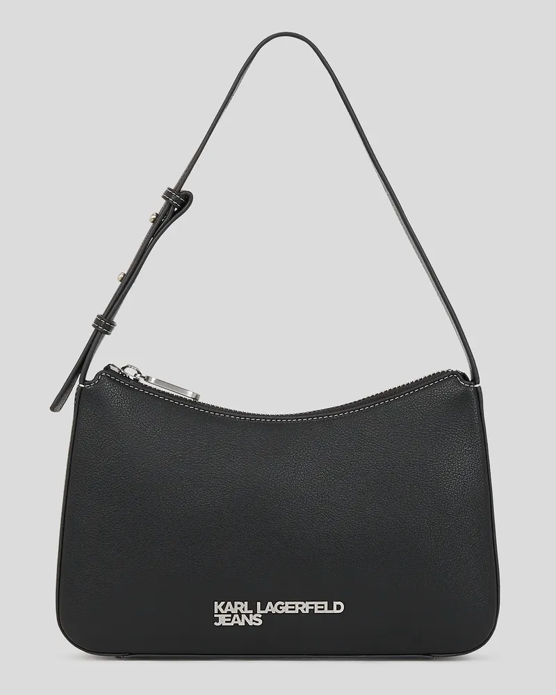 Karl Lagerfeld Schultertasche Mit Logo Aus Metall, Frau, Schwarz, Größe Schwarz