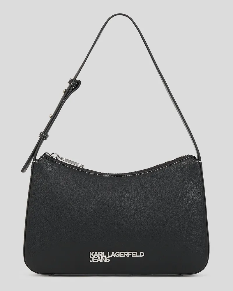 Karl Lagerfeld Schultertasche Mit Logo Aus Metall, Damen, Schwarz, Größe Schwarz