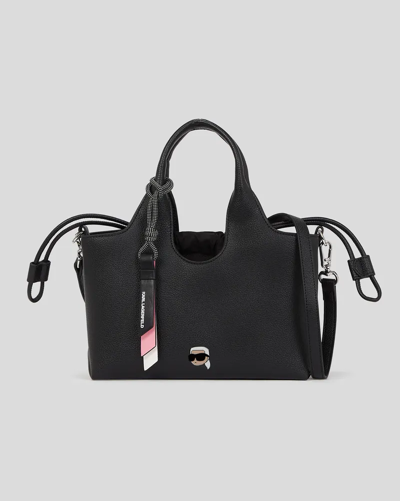 Karl Lagerfeld Ikon Kleine Genarbte Tote-bag, Frau, Schwarz, Größe Schwarz