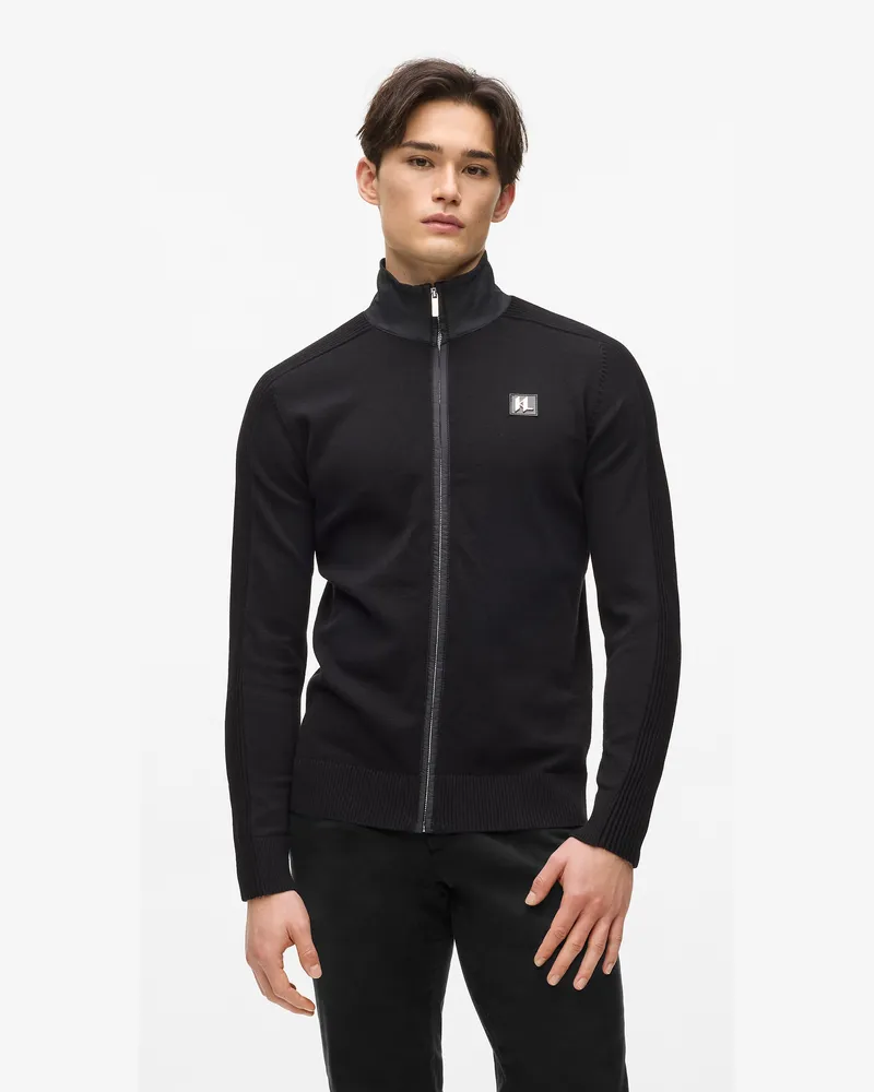 Karl Lagerfeld Strickjacke Mit Reißverschluss, Herren, Schwarz, Größe Schwarz
