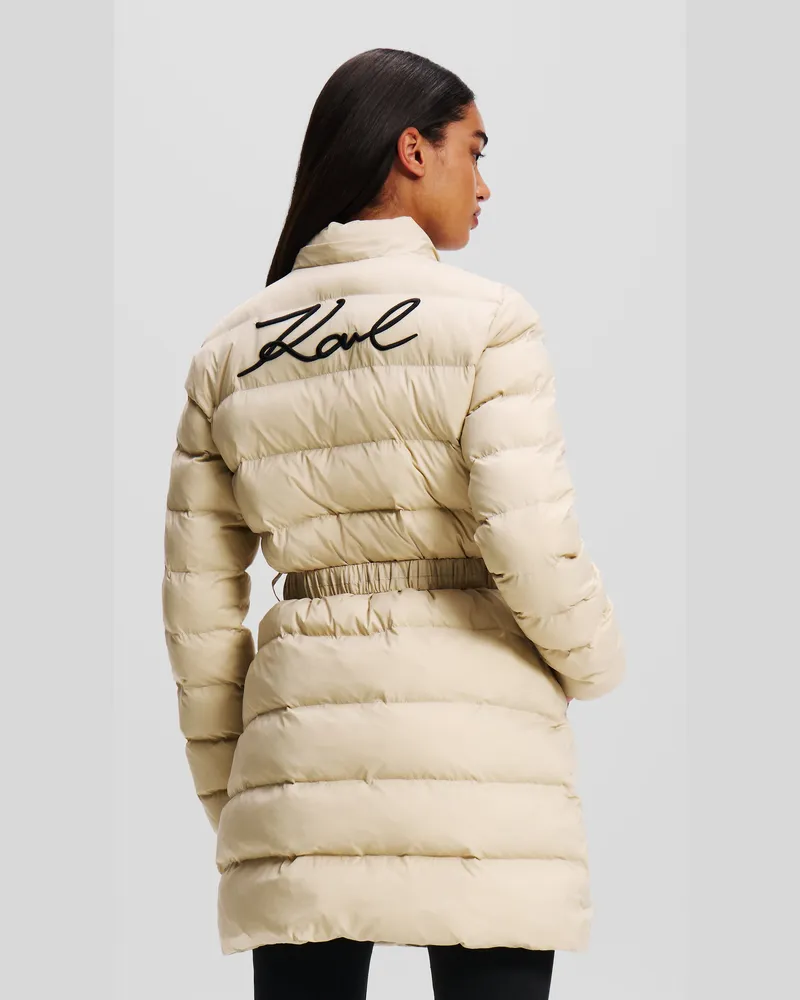 Karl Lagerfeld Signature Ultraleichte Steppjacke, Frau, Helles Beige, Größe Helles