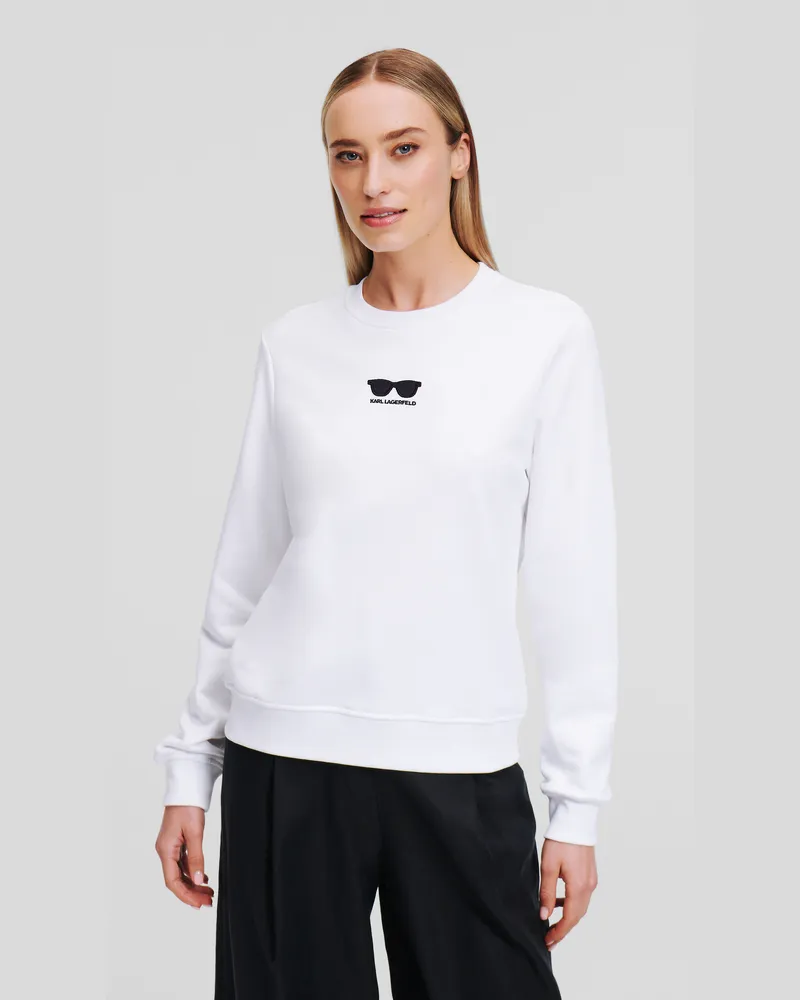 Karl Lagerfeld Sweatshirt Mit Sonnenbrille, Frau, Weiss, Größe Weiss