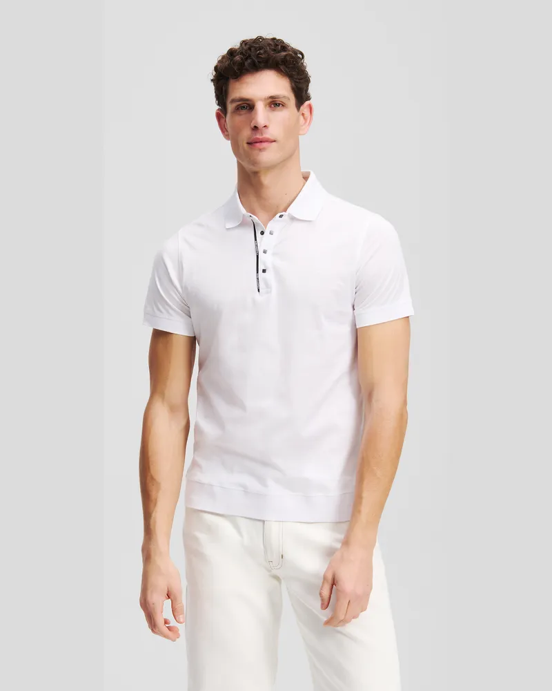 Karl Lagerfeld Poloshirt Mit Druckknöpfen, Mann, Weiss, Größe Weiss