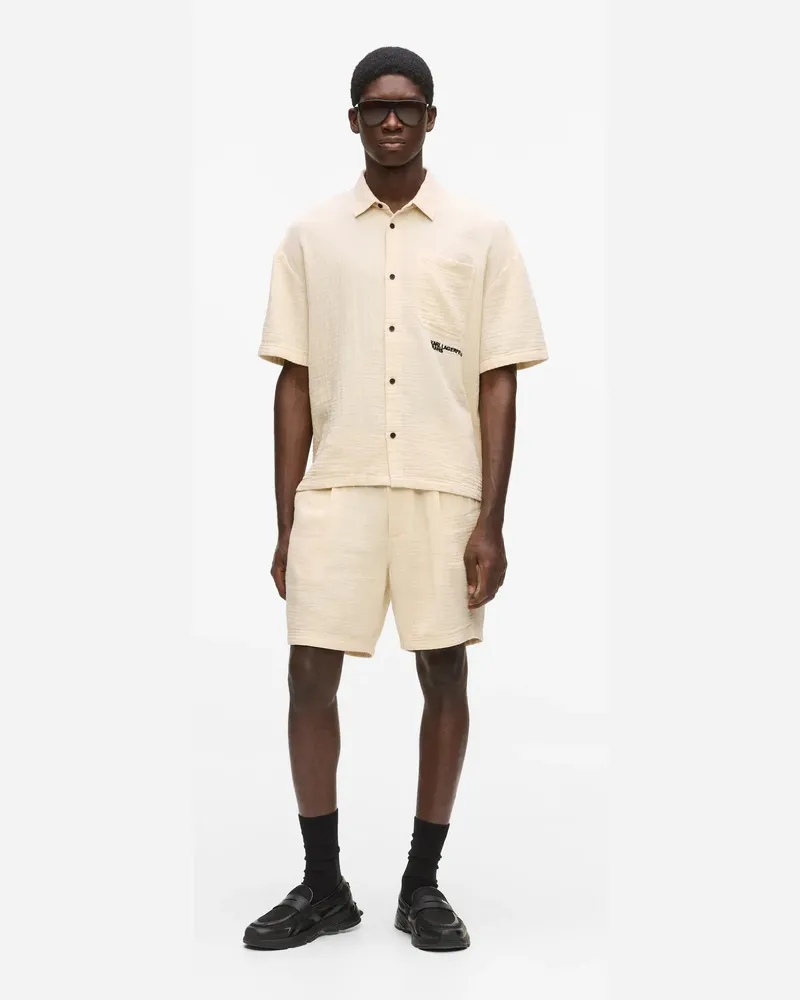 Karl Lagerfeld Shorts In Knitteroptik, Herren, Whitecap Grey, Größe Whitecap