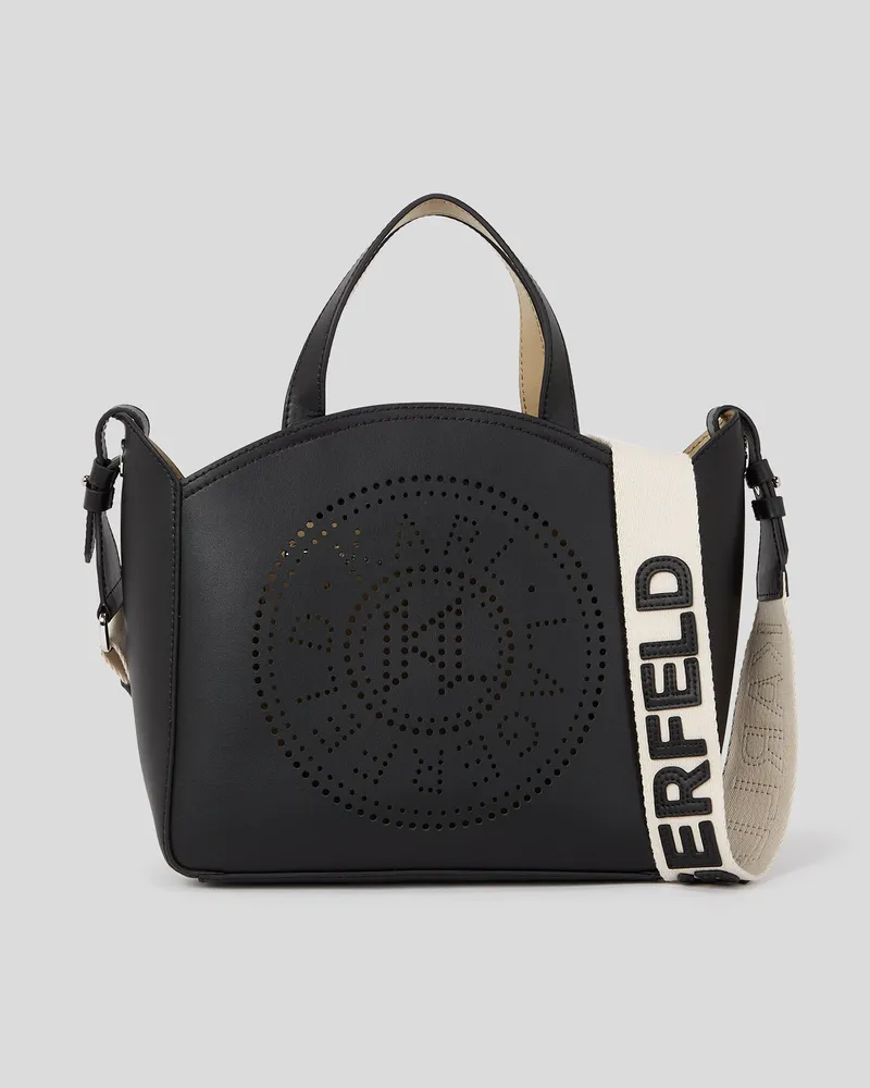 Karl Lagerfeld K/circle Kleine Tote-bag Mit Lochmuster, Damen, Schwarz, Größe Schwarz