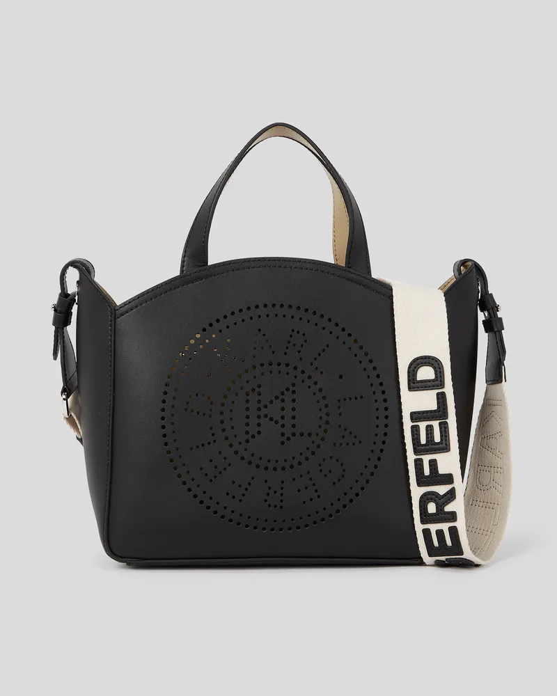 Karl Lagerfeld K/circle Kleine Tote-bag Mit Lochmuster, Frau, Schwarz, Größe Schwarz