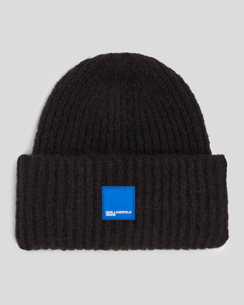Karl Lagerfeld Klj beanie-mütze Mit Box-logo, Frau, Schwarz, Größe Schwarz