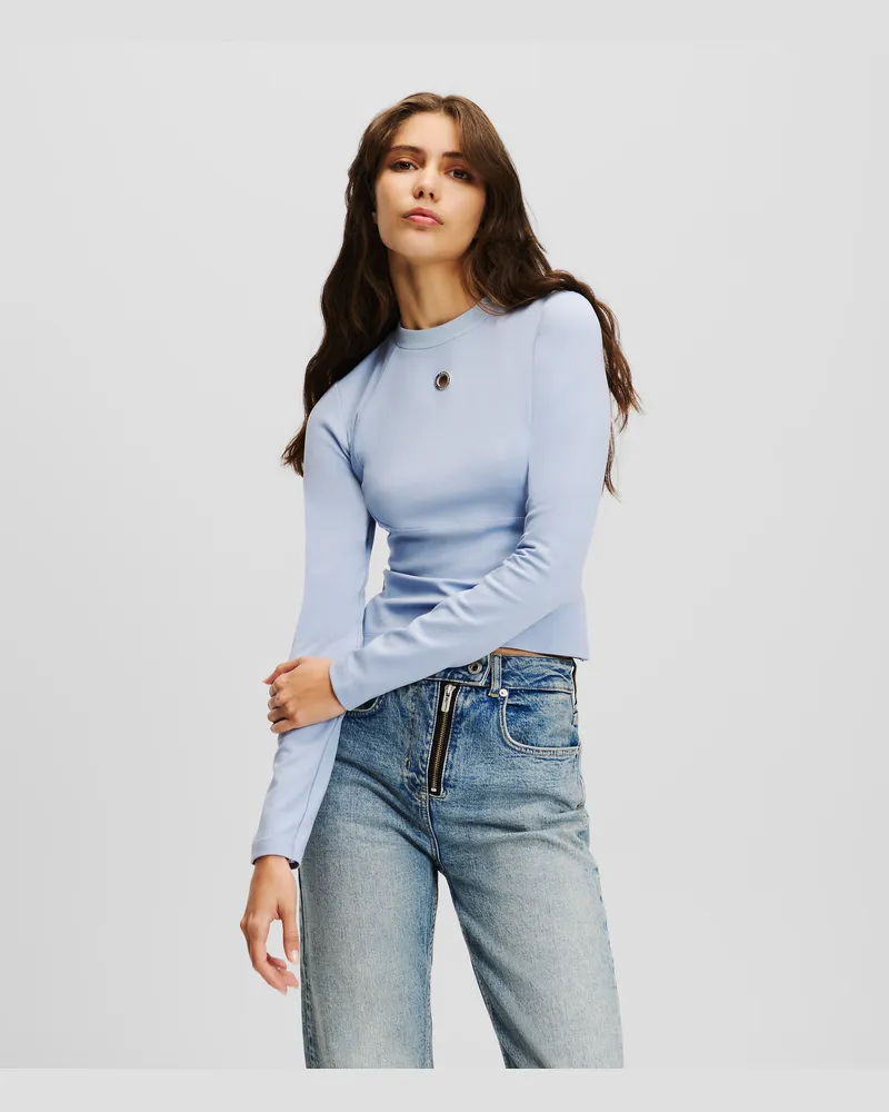 Karl Lagerfeld Top Mit Ösen Und Langen Ärmeln, Frau, Abendzeit, Größe Abendzeit