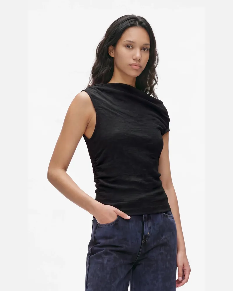 Karl Lagerfeld Schulterfreies Gerafftes Top, Female, Schwarz, Size Black