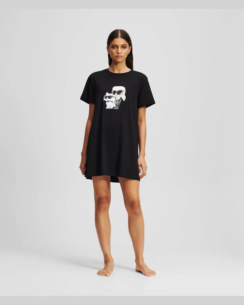 Karl Lagerfeld Ikon T-shirt-nachthemd, Damen, Schwarz, Größe Schwarz