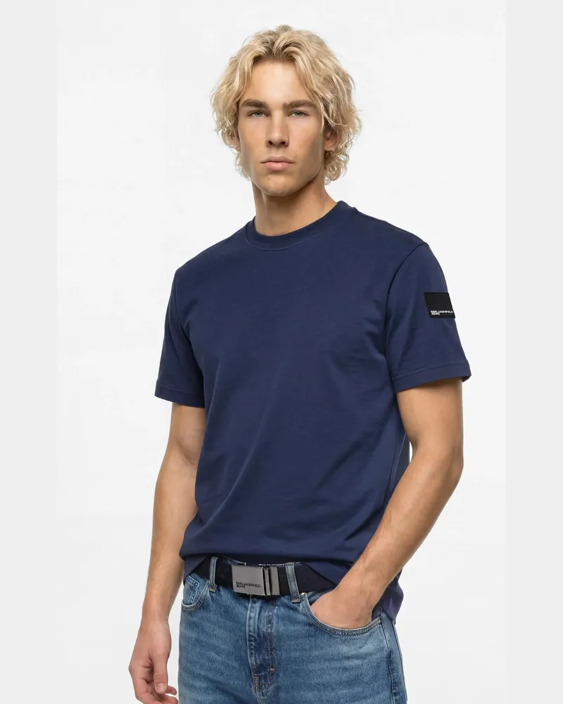 Karl Lagerfeld T-shirt Mit Logo-aufnäher, Male, Peacoat, Size Blue