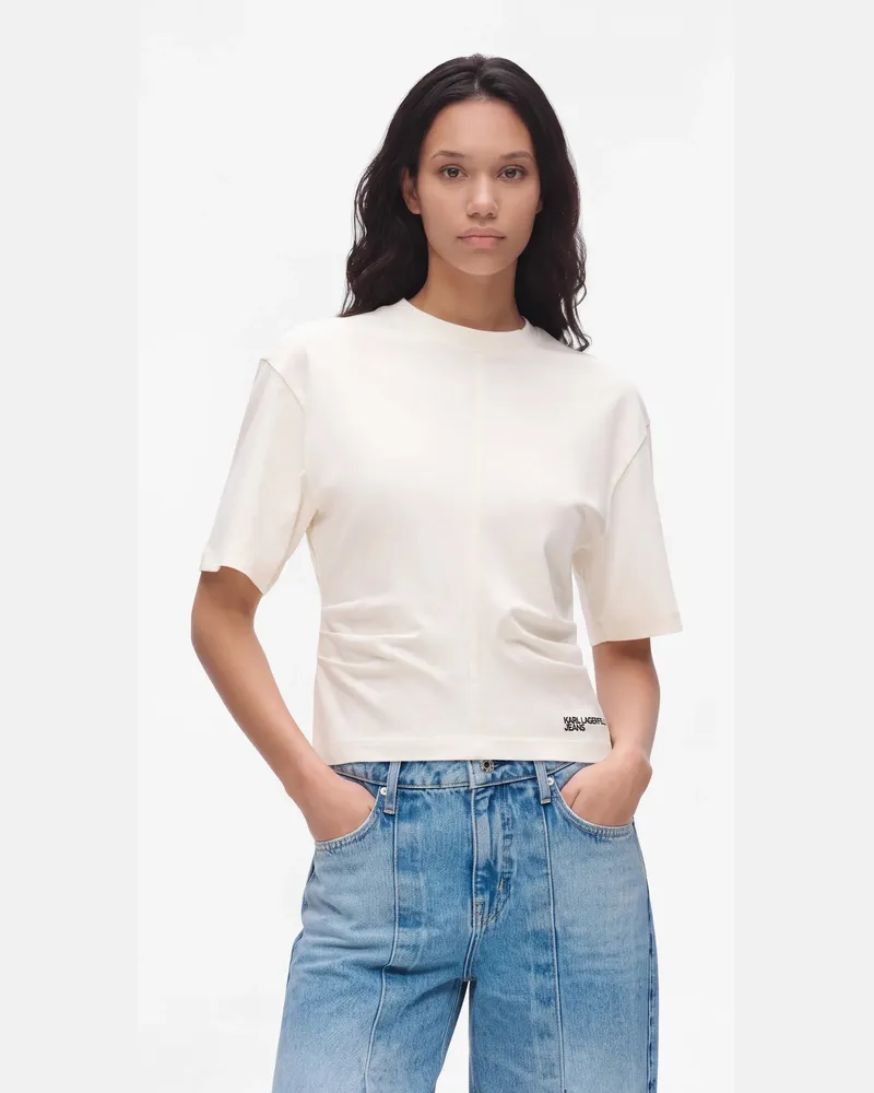 Karl Lagerfeld T-shirt Mit Weiten, Gerafften Ärmeln, Female, Reiher, Size White
