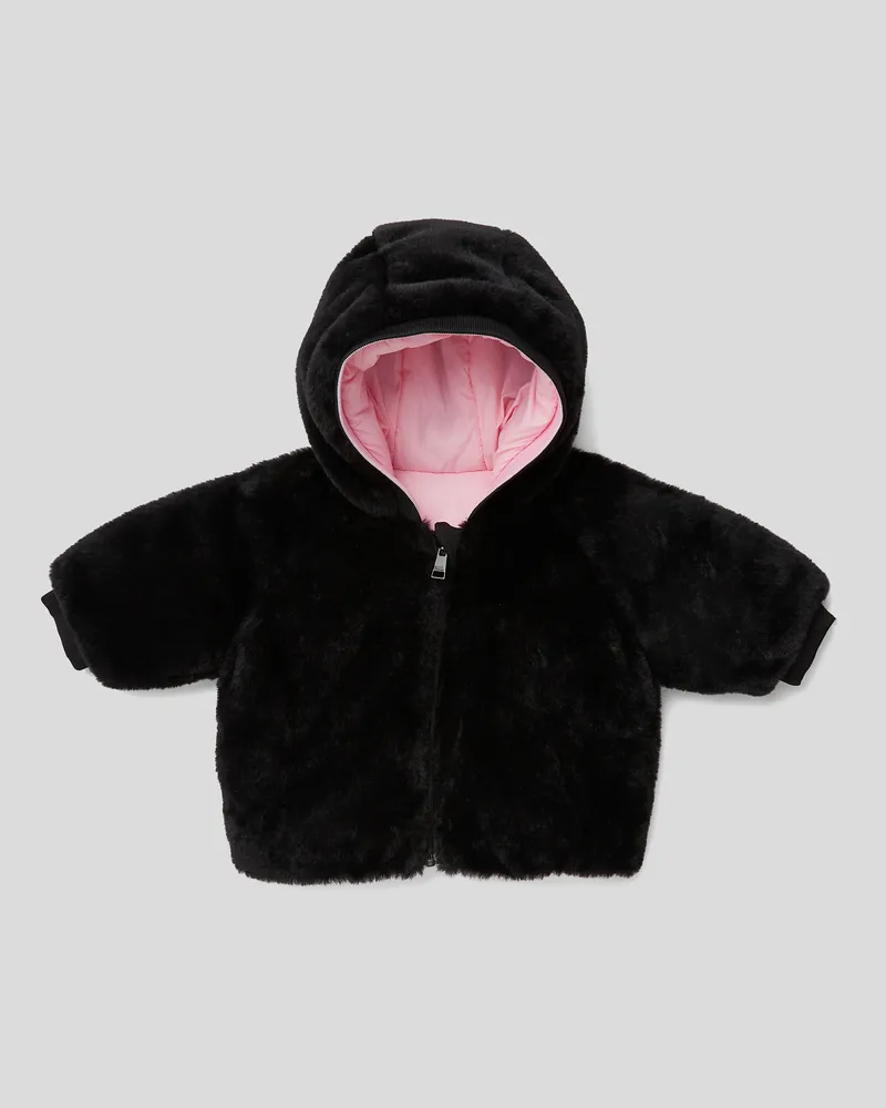 Karl Lagerfeld Wendbare Pufferjacke Für Babys, unisex, Schwarz/Pink, Größe Schwarz