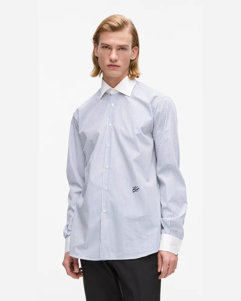 Karl Lagerfeld Gestreiftes Hemd, Herren, Weiss/blau, Größe Weiss