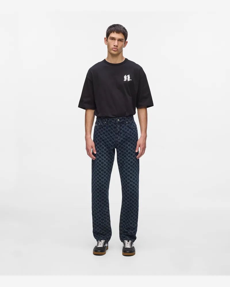 Karl Lagerfeld Allover Monogram Jeans, Herren, Monogramm Auf Dunklem Denim, Größe Monogramm