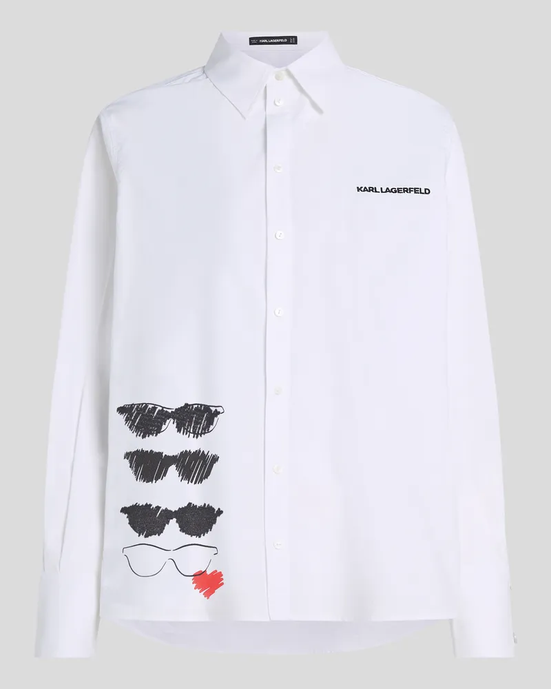 Karl Lagerfeld Hemd Mit Sonnenbrillen-print, Frau, Weiss, Größe Weiss