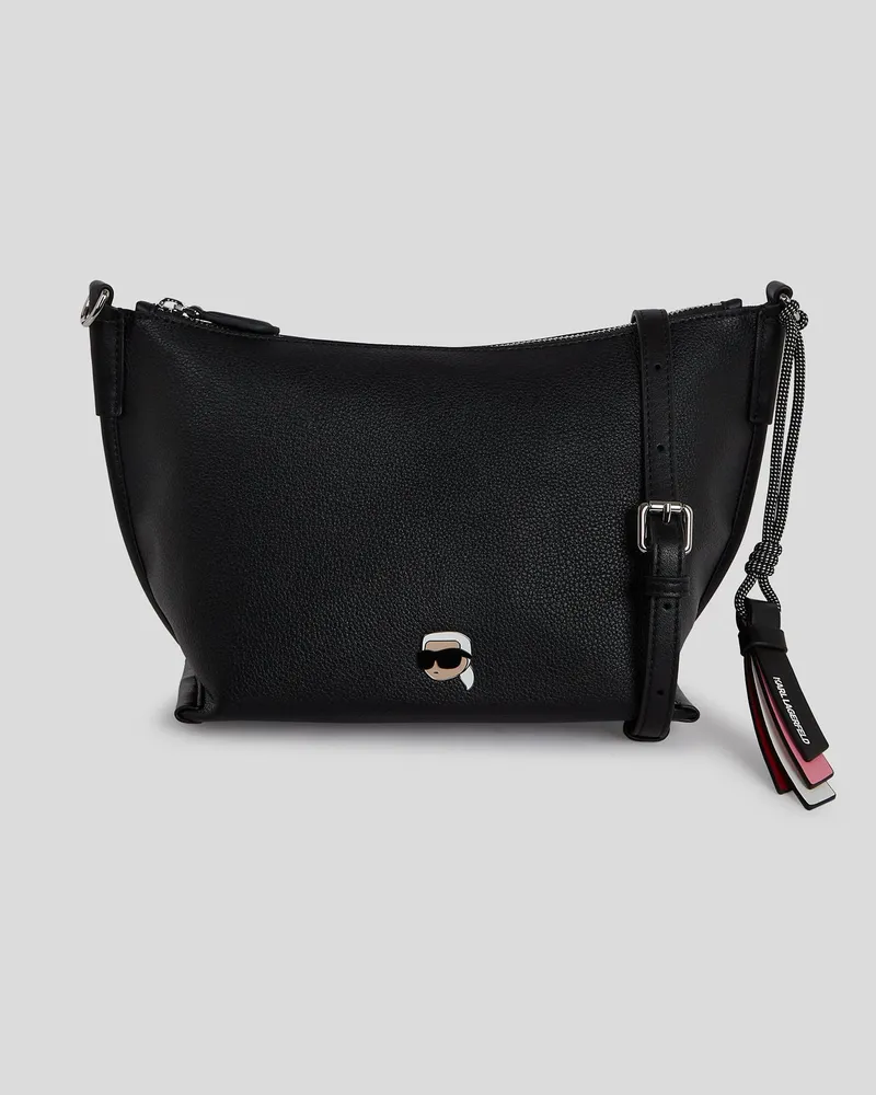 Karl Lagerfeld Ikon Genarbte Schultertasche, Damen, Schwarz, Größe Schwarz