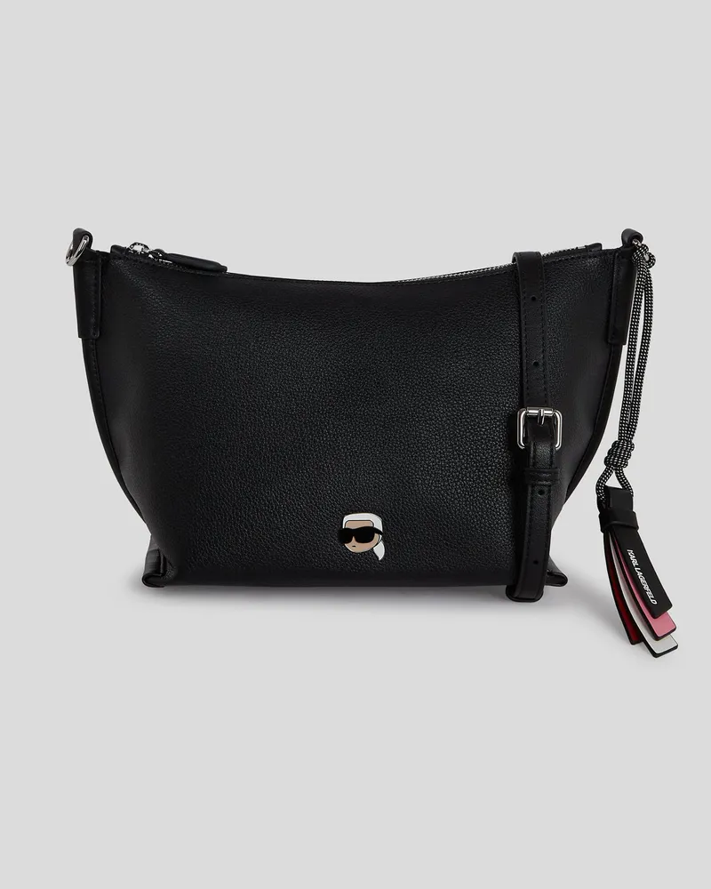 Karl Lagerfeld Ikon Genarbte Schultertasche, Frau, Schwarz, Größe Schwarz
