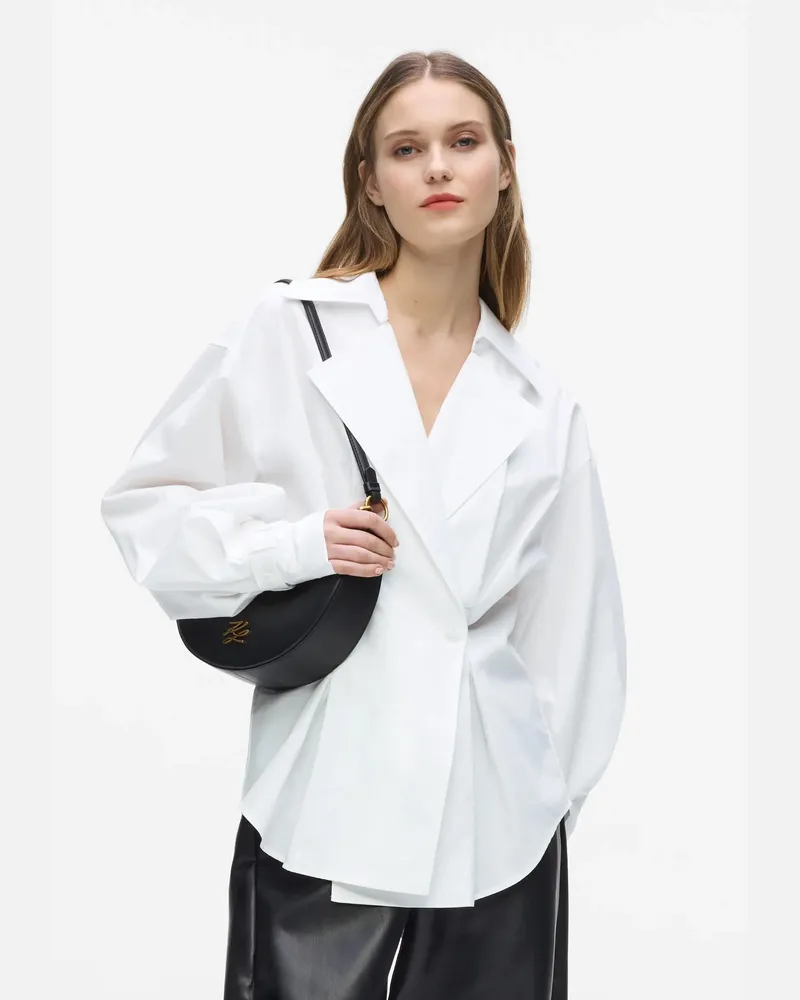 Karl Lagerfeld Zweireihiges Popeline-hemd, Female, Weiss, Size White