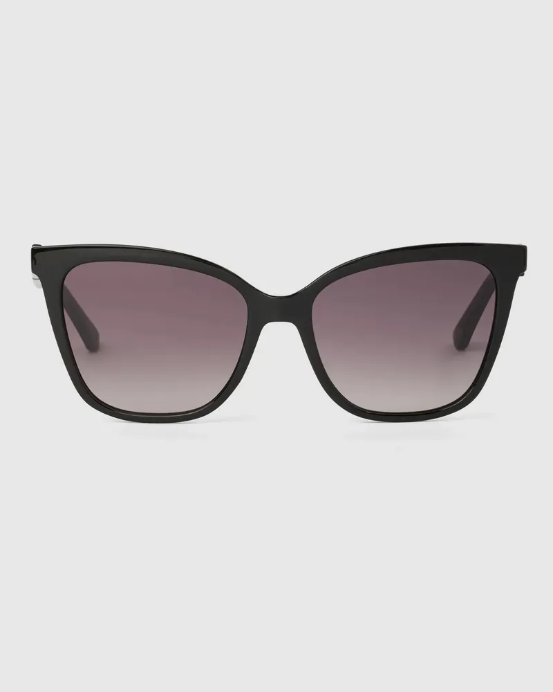 Karl Lagerfeld Schlanke Rechteckige Sonnenbrille Mit Signatur, Damen, Schwarz, Größe Schwarz